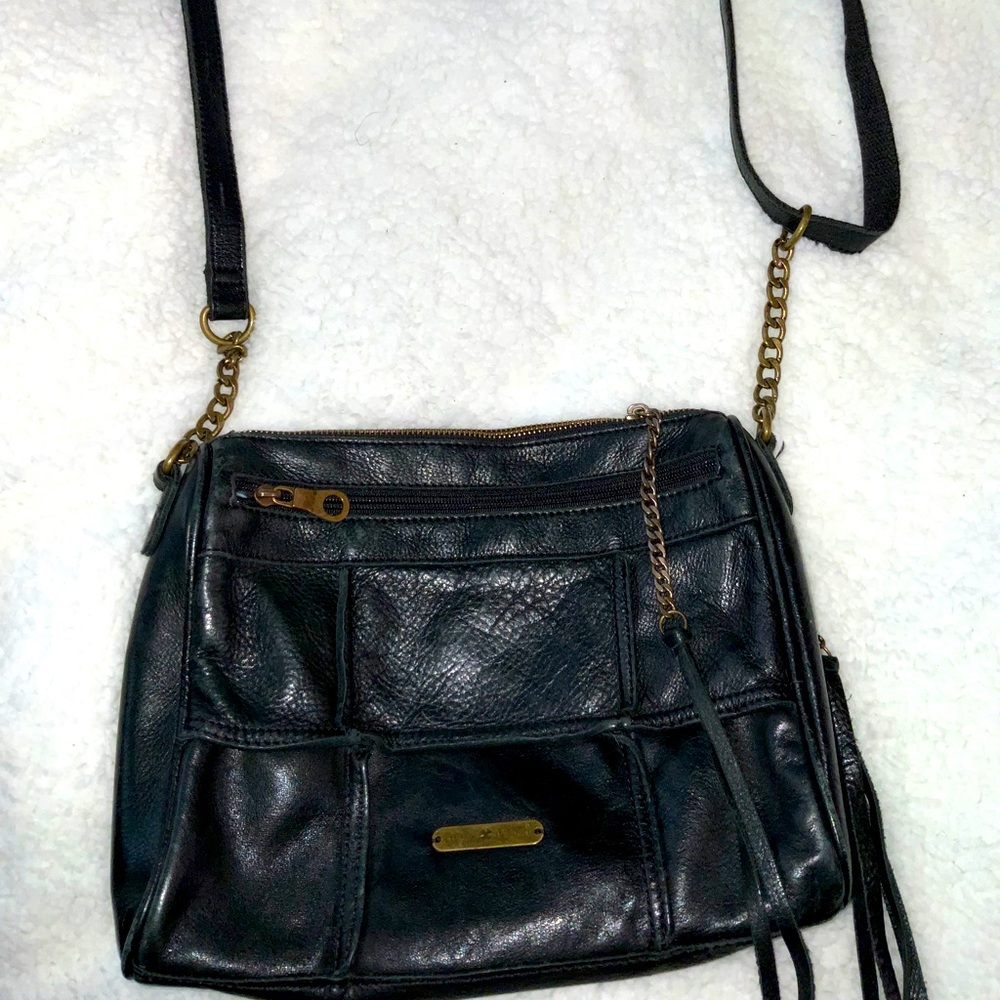 Lucky Brand black leather crossbody purse.
